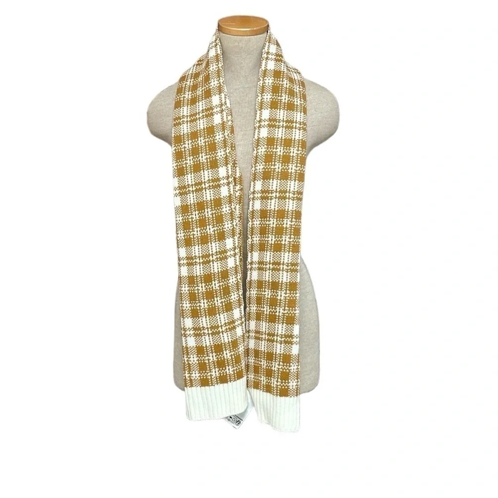 Timberland Scarf Women's One Size Cream Gold NWT Plaid